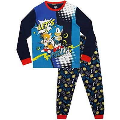 Image of SONIC THE HEDGEHOG Boys Pyjamas Blue 9 10 Years