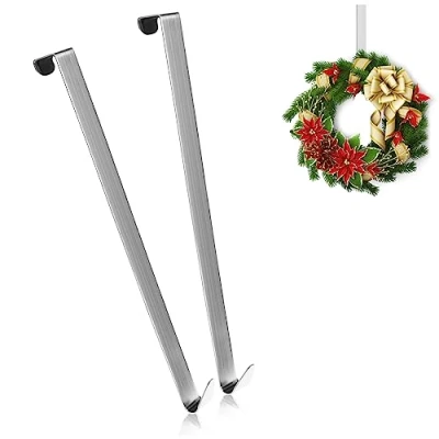 Image of com four® 2X Door Hooks Made of Stainless Steel 27 cm for Wreaths and Decorations Hangers Outside Apartment Doors Coat Hanging