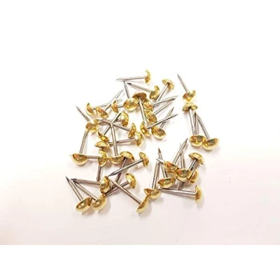 Image of 100 Small 6mm Upholstery Nails Furniture Studs PINS Brass on Steel