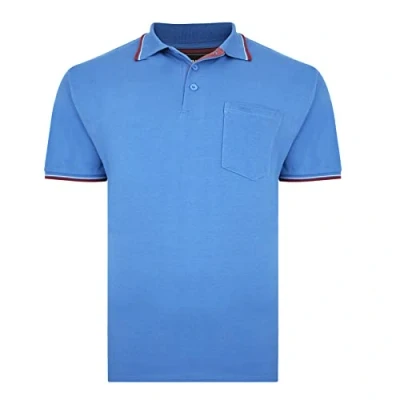 Image of Kam (KBS5400C Kbs Mens Big Size Tipped Polo Shirt with Pocket in Blue 2XL