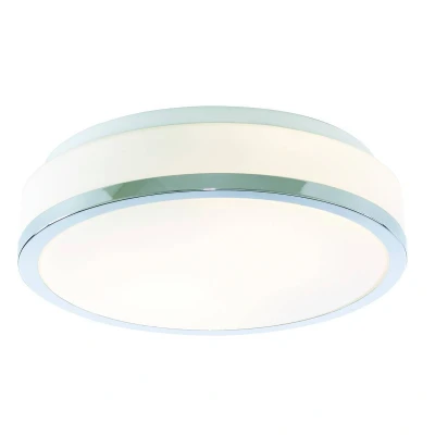 Image of Discs Bathroom Flush 2 Light Ceiling Chrome, Opal IP44, E27