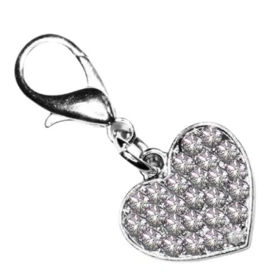 Image of SKS Crystal Diamante Clip On Heart Charm Clear