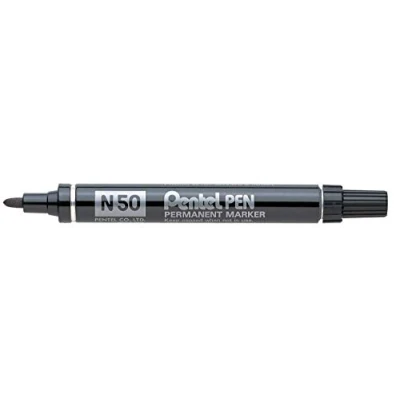 Image of PACK OF 3 PENTEL N50 PERMANENT MARKERS BLACK BULLET TIP 1.5 2mm LINE. A