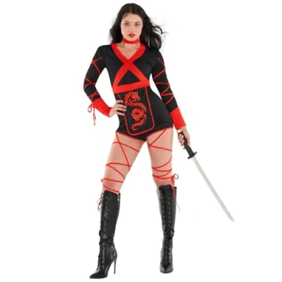 Image of Morph, Red Ninja Costume Women, Halloween Womens Adult, Small