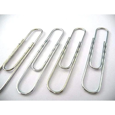 Image of Pack of 100 Large Jumbo Giant Big Paper Clips Wavy Length 75mm Paperclips