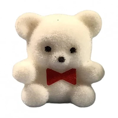 Image of Melody Jane Dolls House White Flock Teddy Bear Miniature Toy Shop Baby Nursery Accessory