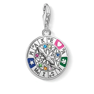 Image of Thomas Sabo Women Charm Pendant Wheel of Fate Make a Wish Club 925 Sterling Silver 1818 340 7