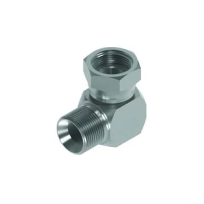 Image of Flowfit Hydraulic Adaptor,BSP Male Cone Seat x BSP Swivel Female 90 Compact Elbow, 3/8&quot; 3/8&quot;,Steel Fitting, Steel Component