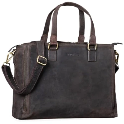 Image of STILORD &#039;Claire&#039; Women&#039;s Business Bag Genuine Leather 15 Inch Briefcase Laptop DIN A4 Shoulder and Handbag for Office, Colour:Dark Brown