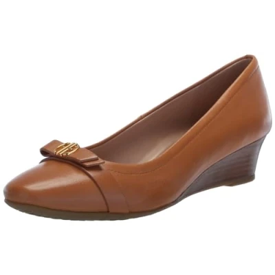 Image of Cole Haan Women&#039;s Malta Wedge 40 Mm Loafer, Pecan Leather/Natural, 8.5 UK