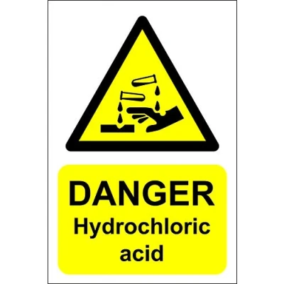 Image of Danger hydrochloric acid Safety sign 1.2mm Rigid plastic 200mm x 150mm