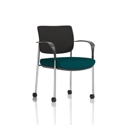 Image of Brunswick Deluxe Black Fabric Back Chrome Frame Seat Teal + Arms