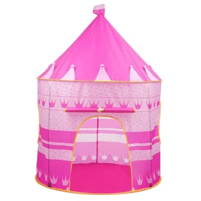 Image of Crystals Kids Pop Up Play Tent Princess Castle Playhouse for Children Sensory Tents Barbie Kid Foldable Fun Toy (Pink Princess)
