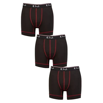 Image of Pringle Mens Sports Performance Trunks Pack of 3 Black/Red S