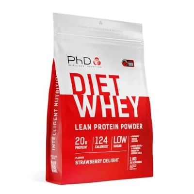 Image of PhD Nutrition Diet Whey High Protein Lean Matrix, Strawberry Delight Powder, 16g of Protein, 40 Servings Per 1 kg Bag