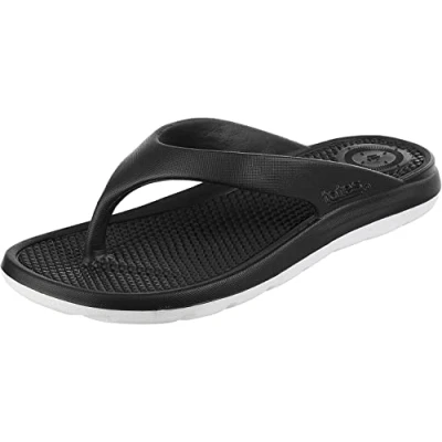 Image of totes Women&#039;s Solbounce Flip Flop Thong Sandal, 2 Tone Black with White Sole, 6 UK