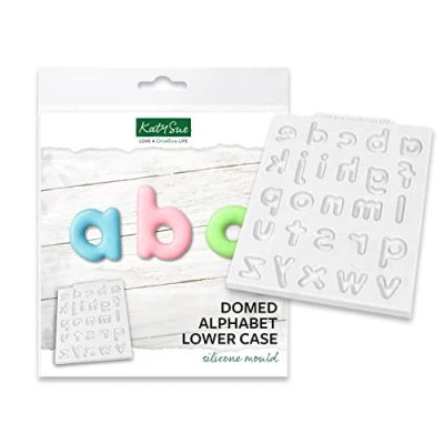 Image of Katy Sue Domed Alphabet Lower Case Silicone Mould for Cake Decorating &amp; Craft Makes Letters Example Sizes 25 x 8 4mm (J) + 14 18 (W)