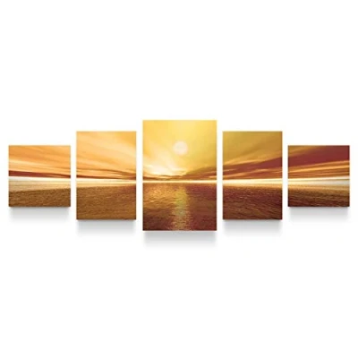 Image of Startonight Canvas Wall Art Sunset, Landscape Framed Large Set of 5 Decor 100x200 cm