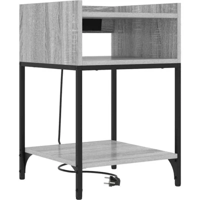 Image of vidaXL Bedside Cabinet with Shelf Storage Grey sonoma Engineered wood
