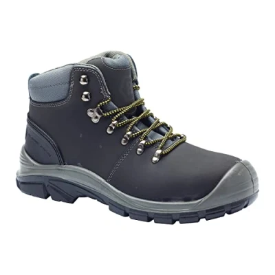 Image of Blackrock Malvern Black Lightweight Safety Boots S3 Steel Toe Cap Mens Women Shoes, Water Resistant Protective Midsole, Leather Work Boots, Anti Slip Size 11