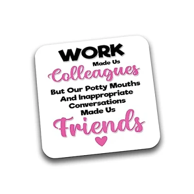 Image of Rib Ticklerz Funny Gift For Colleague Coaster Potty Mouths Made Us Friends Work Bestie Birthday Secret Santa Coworker Banter Jokes DC43