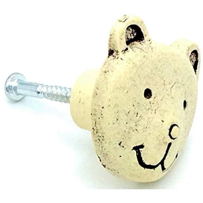 Image of 2 x Teddy Bear KNOBS 36mm Cream Stone Effect Cupboard Cabinet Door Drawer knob