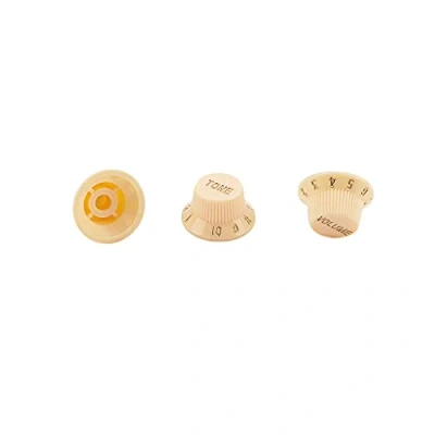 Image of Alnicov 3 in 1 Speed Volume Tone Control Knobs Plastic for Left Hand Guitar Bass Parts,Cream Color