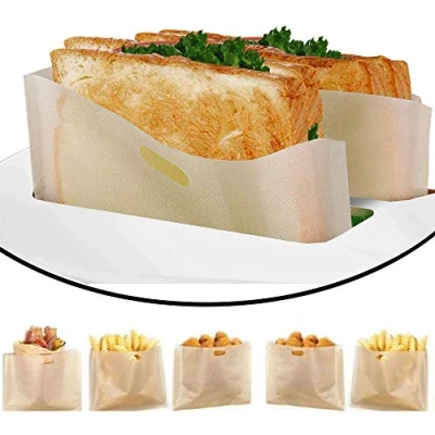Image of DECARETA 6 x Reusable Toast Bags High Temperature Resistant for Toaster, Microwave, Oven and Grill (16 16 cm)