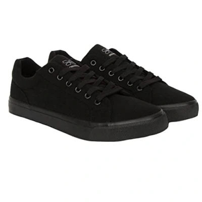 Image of Crosshatch New Mens Boys Trainers Lace up Casual Canvas Plimsolls Gym Pumps Flat Sneaker UK Black 9