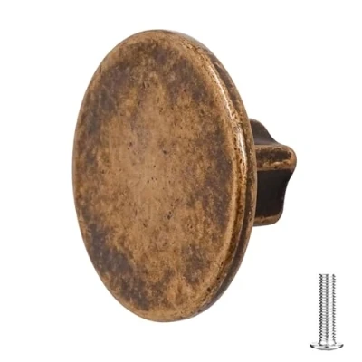 Image of Decoranddecor Vesta 40mm Round Kitchen Cabinet Furniture Knob Zinc Alloy (1 Pack, Antique Copper)