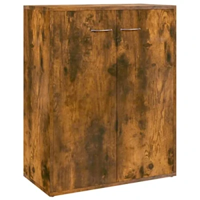 Image of vidaXL Sideboard, Smoked Oak, 60x30x75 cm, Engineered Wood Minimalistic Design for Modern Home Décor, Ample Storage Pace