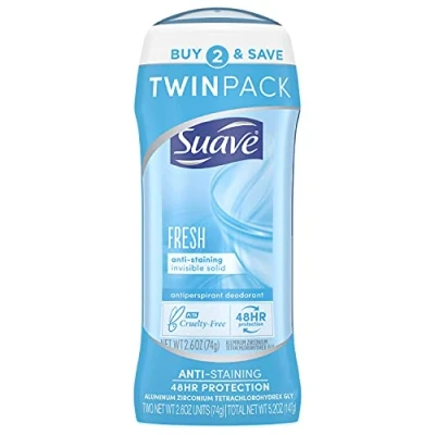 Image of Suave Fresh Invisible Solid Anti Perspirant Deodorant 2.6 oz, Twin Pack by