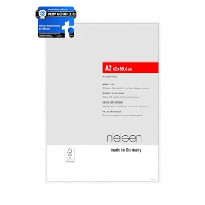 Image of nielsen Atlanta Photo Frame A2, 42x59.4cm Aluminium Picture Frame, White with Protective Acrylic Glazing and Push Turn Clips Matt