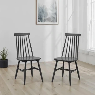Image of Julian Bowen Set Of 2 Alassio Spindle Back Dining Chairs Black