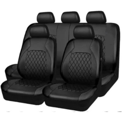 Image of Leather Car Seat Covers Sets for Isuzu D MAX 2015 2023, 9 pcs Set Full Surround NonSlip Waterproof Cushion Protector Accessories,C/Black