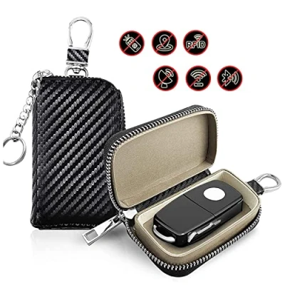 Image of FOXNSK 2 Pcs Faraday Car Key Case, Cage Protector RFID Signal Blocking Anti Theft Pouch Hacking Case Blocker