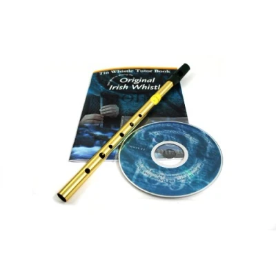 Image of Feadog Brass Irish Penny Whistle Triple Pack (Whistle, Book &amp; CD) Key of D