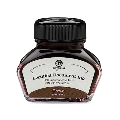 Image of Octopus Fluids Document Ink Brown, Indelible Ink, Certified According to DIN ISO 12757 2, 30 ml