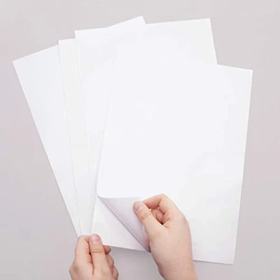 Image of Baker Ross AT311 A4 Double Sided Self Adhesive Sheets (Pack of 5) Arts and Crafts for Kids, White