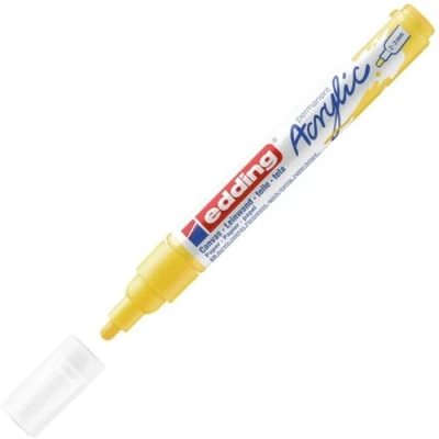 Image of edding 5100 acrylic marker medium yellow 1 waterproof paint round nib 2 3mm pen for drawing on canvas, art paper and wood markers pebbles