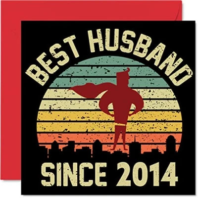 Image of Tin Anniversary Card for Husband from Wife Best Since 2014 I Love You Gifts, Happy 10th Wedding Cards Partner, 145mm x Greeting Tenth Anniversaries