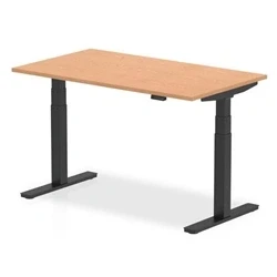 Image of Air 1400 x 800mm Height Adjustable Desk Oak Top Black Leg