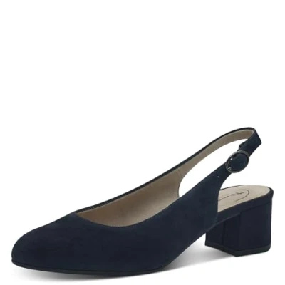 Image of Tamaris Women&#039;s Comfort Damen Slingpumps aus Leder Elegant Pump, Navy Suede, 5 UK