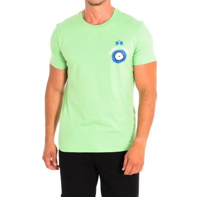 Image of La Martina Mens Short Sleeve T Shirt TMR606 JS354 Green Cotton Size X Large