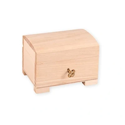 Image of DECOCRAFT Unfinished Wood Box For Storage, Decoration, Organisation, Lockable Large Natural Wooden Craftsmanship, Rustic Home Decor, Keepsake, Chest 10.5 x 8 7.5 cm.