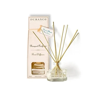 Image of Durance Scented Reed Diffuser 100ml Monoi Flower Fragrance Bouquet Glass Bottle &amp; 8 Wooden Sticks Aromatherapy Air Freshener Room