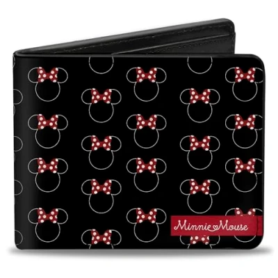 Image of Buckle Down Men&#039;s Icon Monogram/Minnie Mouse Banner Bi Fold Wallet, Multicolor, Default Size