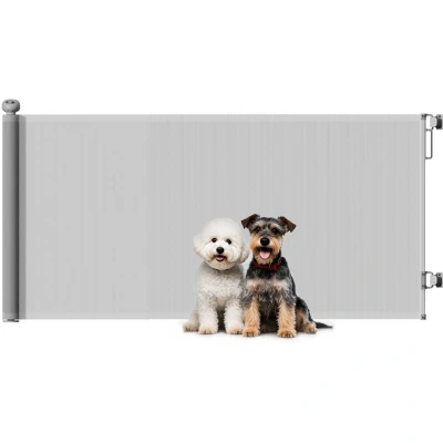 Image of PawHut Retractable Stair Gate for Dogs, Extra Wide Dog Extends Up to 180 cm Wide, 86.5 Tall, Doorways, Stairways, Hallways, Indoor and Outdoor, Grey