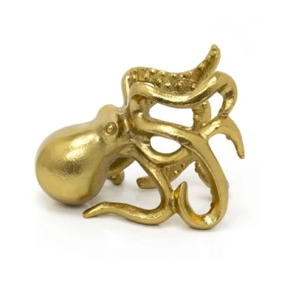 Image of Carousel Home Gold Metal Octopus Wine Holder Nautical Table Top Bottle Display Stand 15x20cm