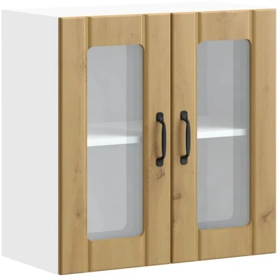 Image of vidaXL Kitchen Wall Cabinet Lucca Artisan Oak Engineered Wood Glass Door Storage Unit 60x31x60 cm for Modern Kitchens